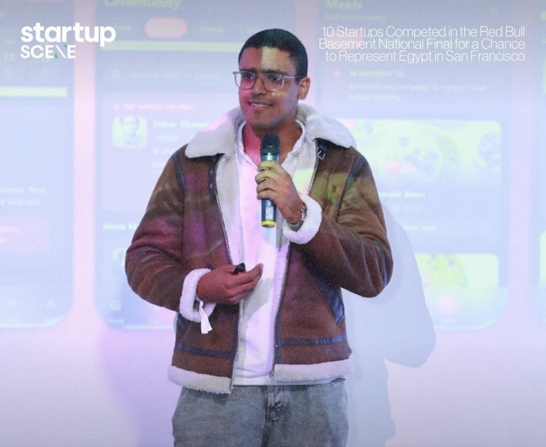 Ahmed pitching the first version of Gymmie at the Red Bull Basement National Final